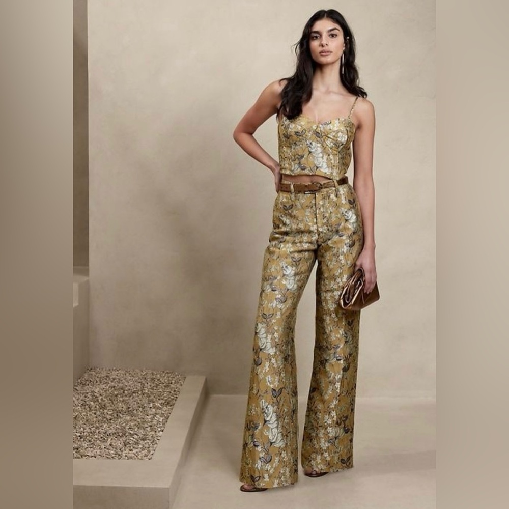 Banana Republic Gold Floral Tank Top and Trousers